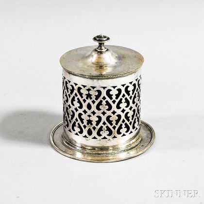 Silver-plated Tea Canister and Two Salt Shakers