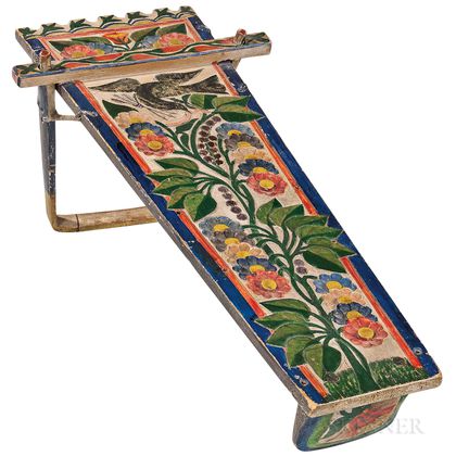 Mohawk Carved and Painted Wood Cradle Board