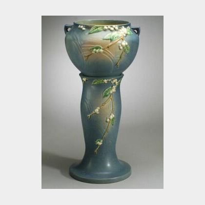 Roseville Pottery Snowberry Jardiniere with Pedestal