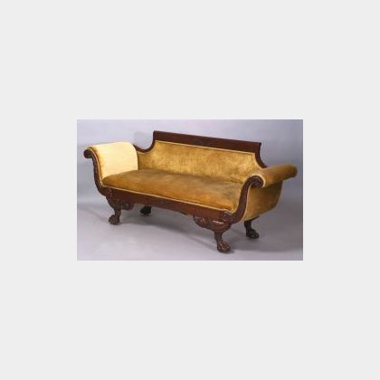 Classical Mahogany Carved and Veneer Sofa