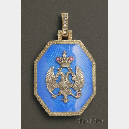 Russian Gilt Silver and Enamel Imperial Seal Pendant