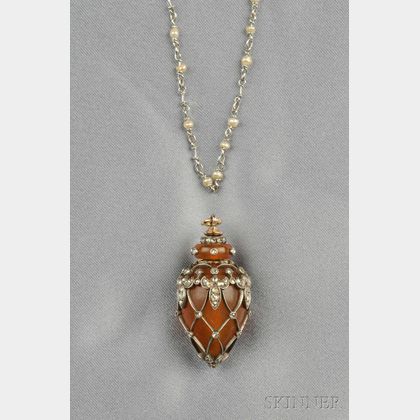 Antique Amber Pendant and Chain
