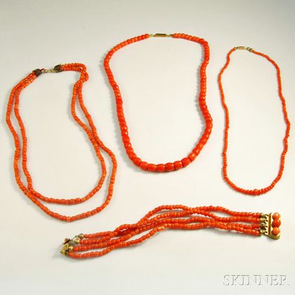 Group of Coral Bead Jewelry