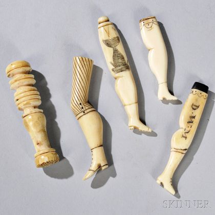 Five Whale Ivory or Bone Sailor-made Objects