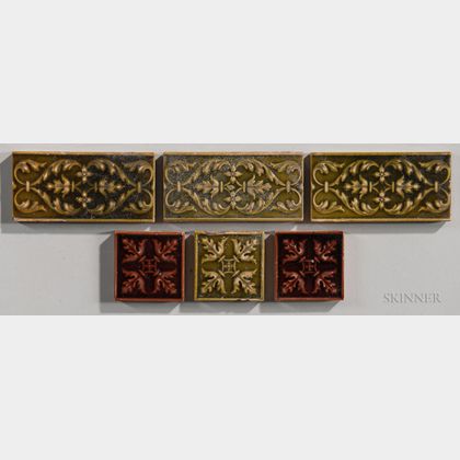 Six Minton & Hollins Company Art Pottery Tiles 