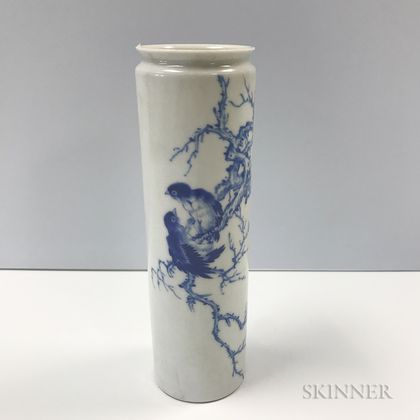 Blue and White Cylindrical Vase