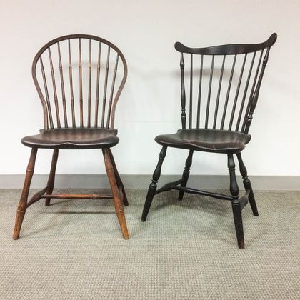 Bamboo-turned Bow-back Windsor and a Fan-back Windsor Side Chair