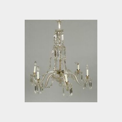 Classical Revival Colorless Glass Six Light Chandelier