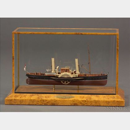 Cased Model of the British Paddle Steamer Volcano
