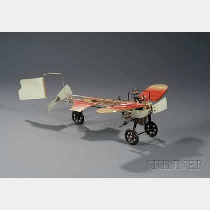 Einco "Bleriot" Wind-up Lithographed Tin Airplane Toy in Original Box