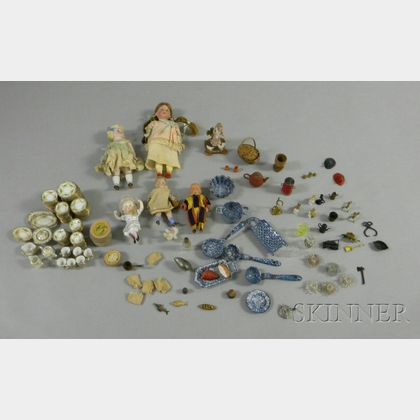Group of Dollhouse Dishes and Accessories