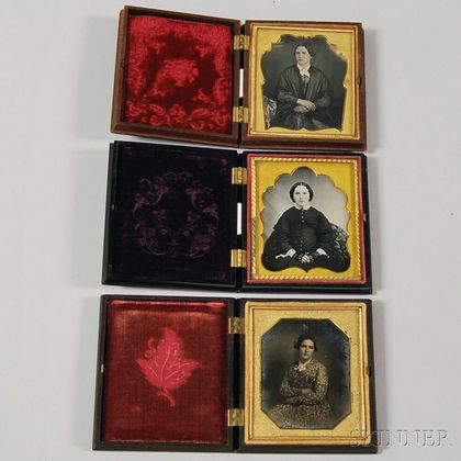 Three Sixth-plate Daguerreotype Portraits of Young Women