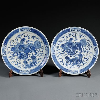 Pair of Blue and White Chargers