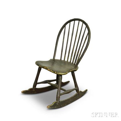 Child's Black-painted Bow-back Windsor Rocking Chair