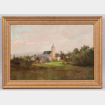 Josef Büche (Austrian, 1848-1918) Summer Landscape with Village Church