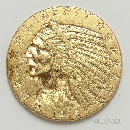 1915 $5 Indian Head Gold Coin