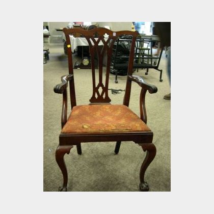 Chippendale-style Carved Mahogany Armchair. 