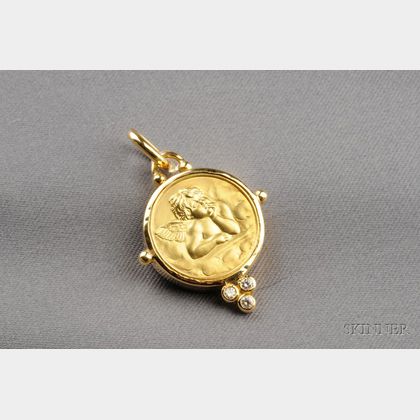 18kt Gold and Diamond Angel Locket, Temple St. Clair