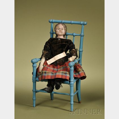 Goodyear Patent Rubber Doll with Blue Chair