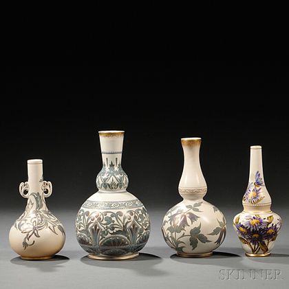 Four Doulton Lambeth Carrara Vases