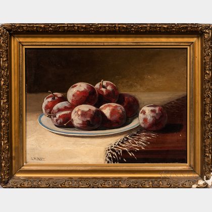 American School, Late 19th Century Still Life with Plums