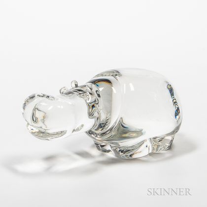 Steuben Great Hippopotamus Glass Sculpture