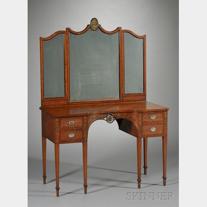 Edwardian Painted and Inlaid Satinwood Dressing Table