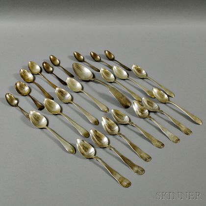 Twenty-four Sterling Silver and Coin Silver Spoons