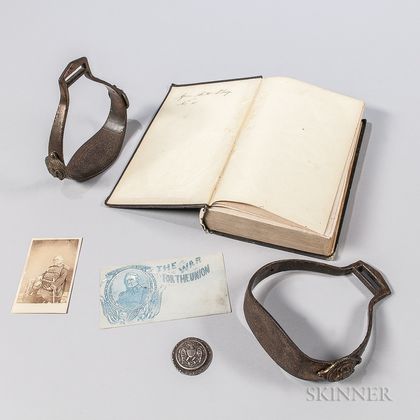 Winfield Scott's Mexican War Stirrups, Carte-de-visite, Silver Rosette, and a Book from His Library