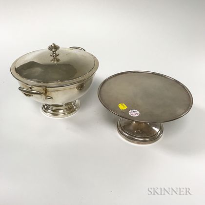 Silver-plated Cake Plate and Covered Tureen