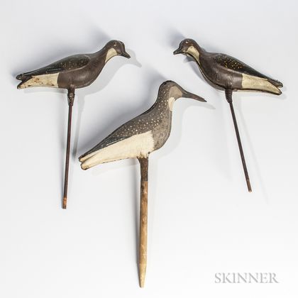 Three Painted Tin Shorebird Decoys