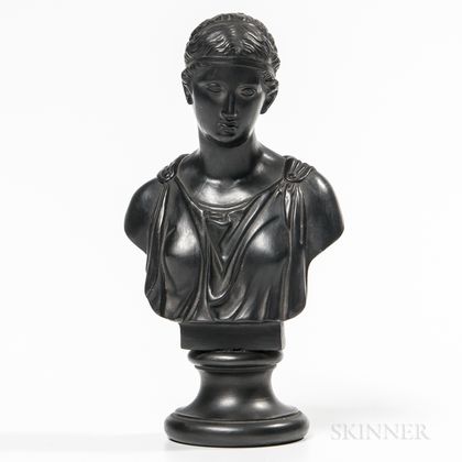 Danish Black Basalt Bust of a Classical Maiden