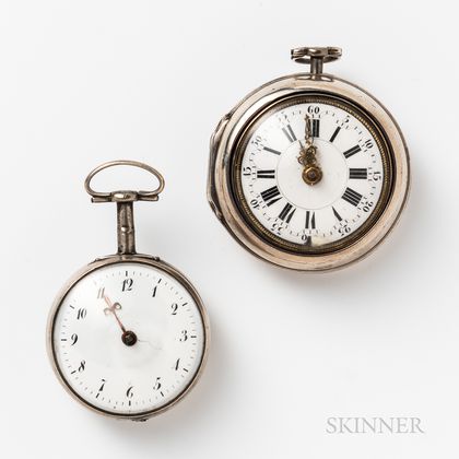 Two 18th Century Silver Pair-case Watches