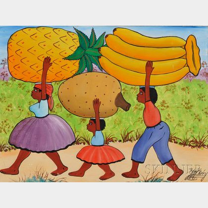 Jean-Rene Chery (Haitian, b. 1928) Family Carrying Fruit