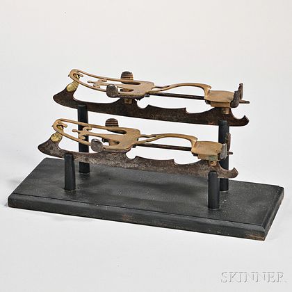 Pair of 1868 Patent Ice Skates with Tightening Screws and Eagle Heads