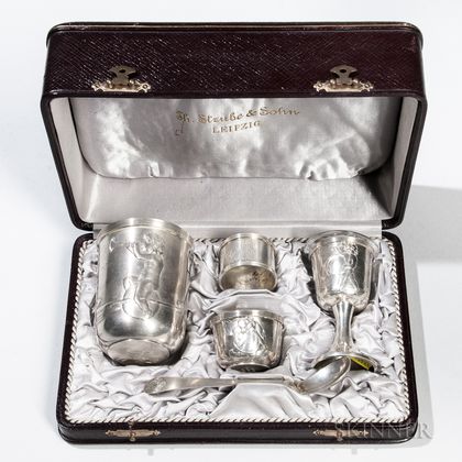 Five-piece German .800 Silver Child's Dining Service