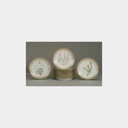 Set of Twelve Royal Copenhagen &#34;Flora Danica&#34; Plates