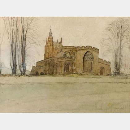 Sir William Rothenstein (British, 1872-1945) Braintree Church, Essex