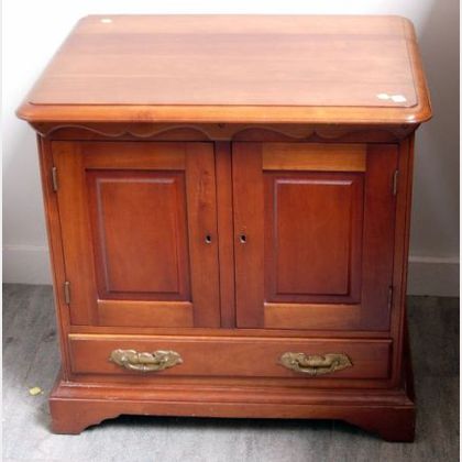 Small Stickley Colonial Revival Cherry Two-Door Side Cabinet with Drawer. 