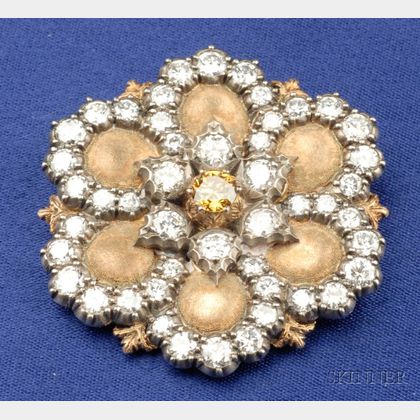 Colored Diamond and Diamond Flower Brooch, Buccellati