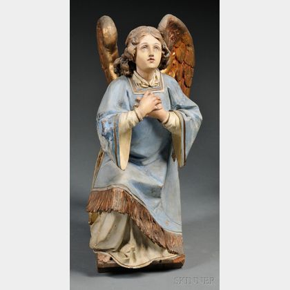 Carved, Painted, and Gilded Wood Angel