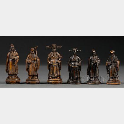 Group of Asian Carved Resin and Ivory Articles