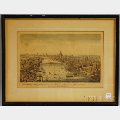 Framed Laurie & Whittle Hand-colored Engraving View of the City of London Next the River Thames
