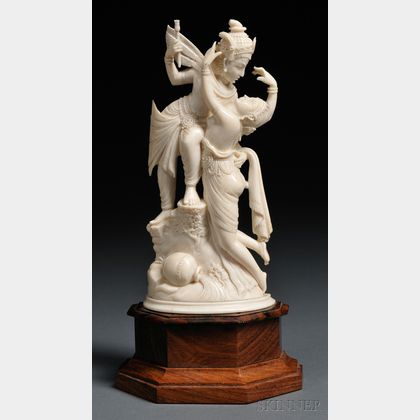 Ivory Carving with Wood Stand