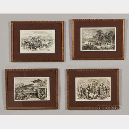 Four Framed Harper's Weekly Pages