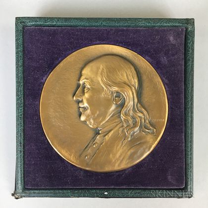 Whitehead-Hoag Bronze Medal of Benjamin Franklin Commemorating the 200th Anniversary of the Saturday Evening Post .
