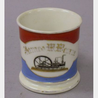 Victorian Trade Decorated Porcelain Shaving Mug