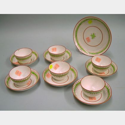 Thirteen Pieces of Matching English Soft Paste Porcelain
