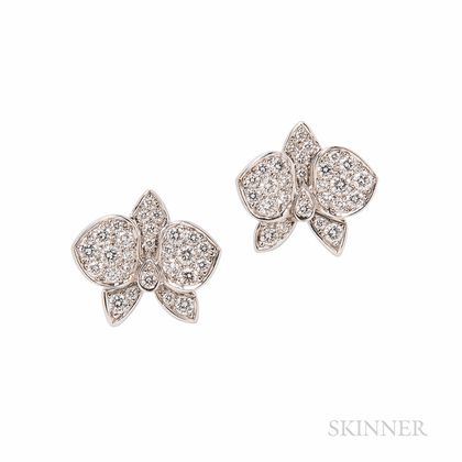 18kt White Gold and Diamond "Caresse D'Orchidees" Earrings, Cartier