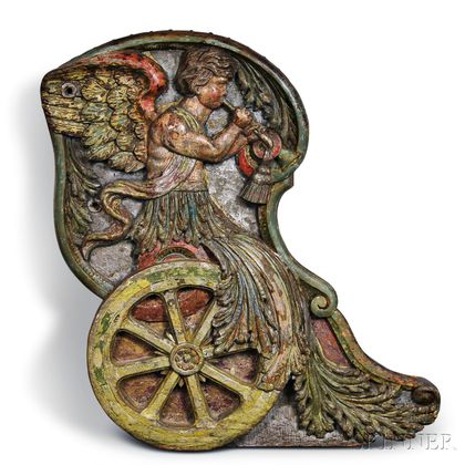 Polychrome Carved Figural Carousel Seat End
